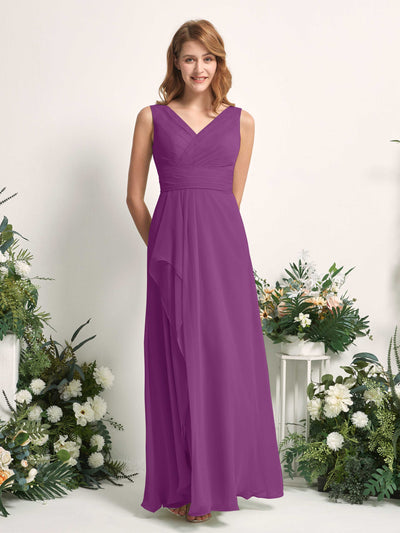 Carlyna Mollie A-Line Purple Bridesmaid Dress Maxi Sleeveless V-Neck Dress Side View 2 #color_purple