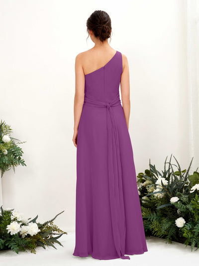Carlyna Trita Sheath Purple Bridesmaid Dress Maxi Sleeveless One Shoulder Dress Back View #color_purple