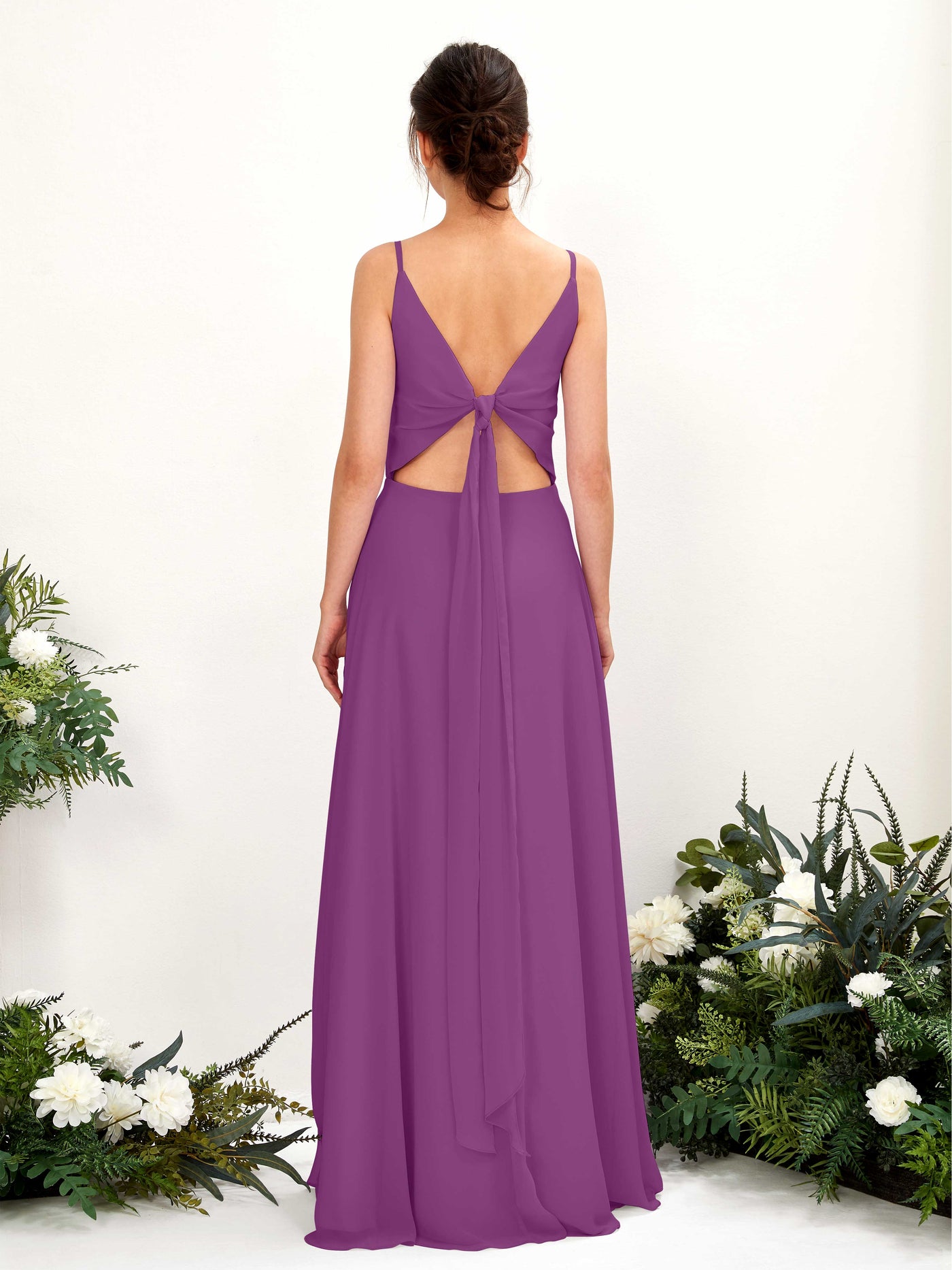Purple Bridesmaid Dresses Bridesmaid Dress A-line Chiffon Spaghetti-straps Full Length Sleeveless Wedding Party Dress (81220636)#color_purple