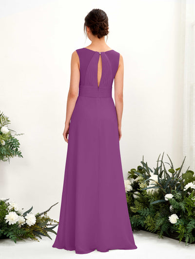 Carlyna Karen A-Line Purple Bridesmaid Dress Maxi Sleeveless V-Neck Dress Back View #color_purple