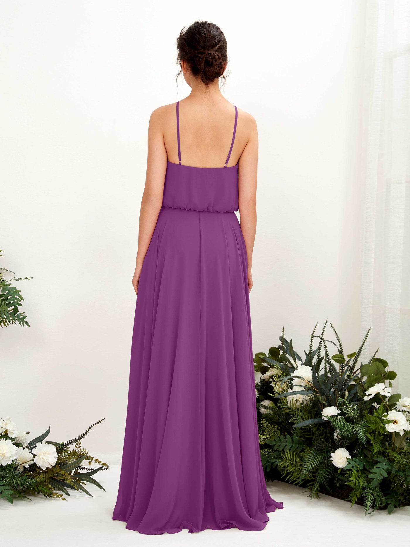 Purple Bridesmaid Dresses Bridesmaid Dress Ball Gown Chiffon Halter Full Length Sleeveless Wedding Party Dress (81223436)#color_purple