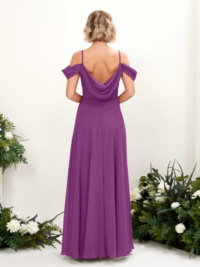 Carlyna Kauku A-Line Purple Bridesmaid Dress Maxi Sleeveless V-Neck Dress Back View #color_purple