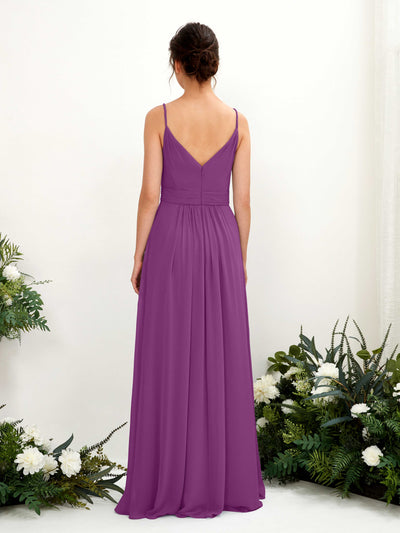 Carlyna Dira A-Line Purple Bridesmaid Dress Maxi Sleeveless V-Neck Dress Back View #color_purple