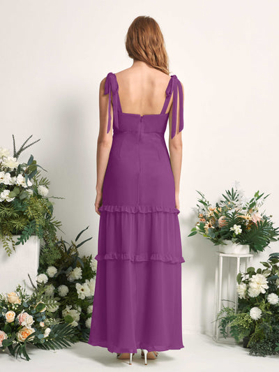 Carlyna Kaiya A-Line Purple Bridesmaid Dress Maxi Sleeveless Straight Dress Back View #color_purple