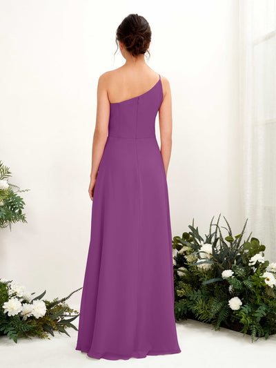 Carlyna Crystal A-Line Purple Bridesmaid Dress Maxi Sleeveless One Shoulder Dress Back View #color_purple