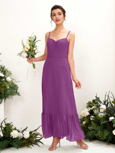 Carlyna Delia Sheath Purple Bridesmaid Dress Maxi Sleeveless Spaghetti Strap Dress Front View #color_purple