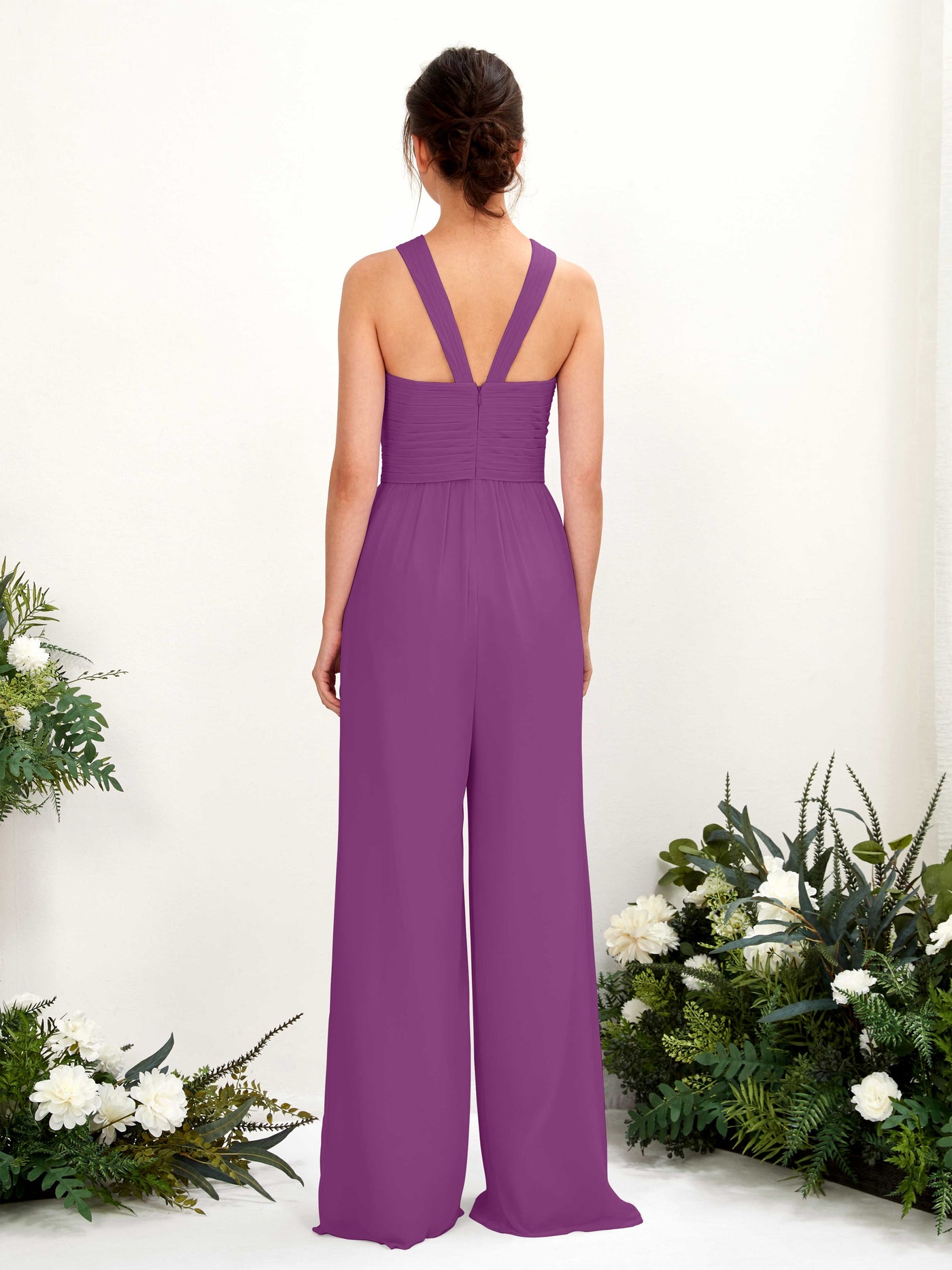 Purple Bridesmaid Dresses Bridesmaid Dress Chiffon V-neck Full Length Sleeveless Wedding Party Dress (81220736)#color_purple