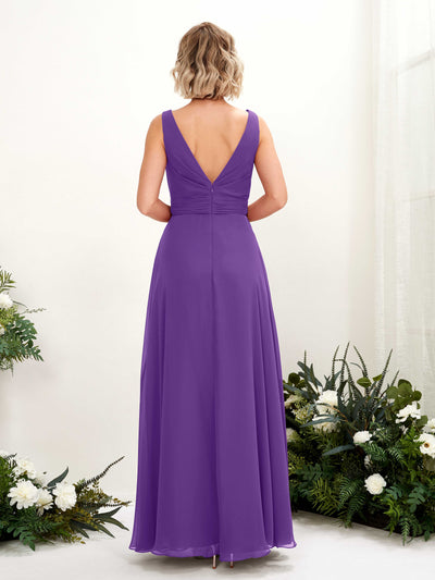 Carlyna Brianna A-Line Regency Bridesmaid Dress Maxi Sleeveless Boat Neck Dress Back View #color_regency
