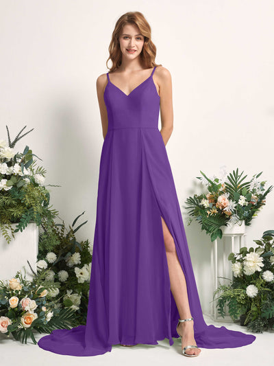 Carlyna Marcia A-Line Regency Bridesmaid Dress Maxi Sleeveless V-Neck Dress Front View #color_regency