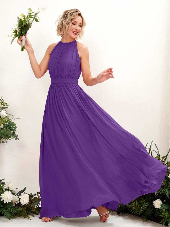 Regency Bridesmaid Dresses Bridesmaid Dress A-line Chiffon Halter Full Length Sleeveless Wedding Party Dress (81223128)