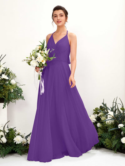 Carlyna Launo A-Line Regency Bridesmaid Dress Maxi Sleeveless V-Neck Dress Front View #color_regency