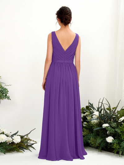 Carlyna Barbara A-Line Regency Bridesmaid Dress Maxi Sleeveless V-Neck Dress Back View #color_regency