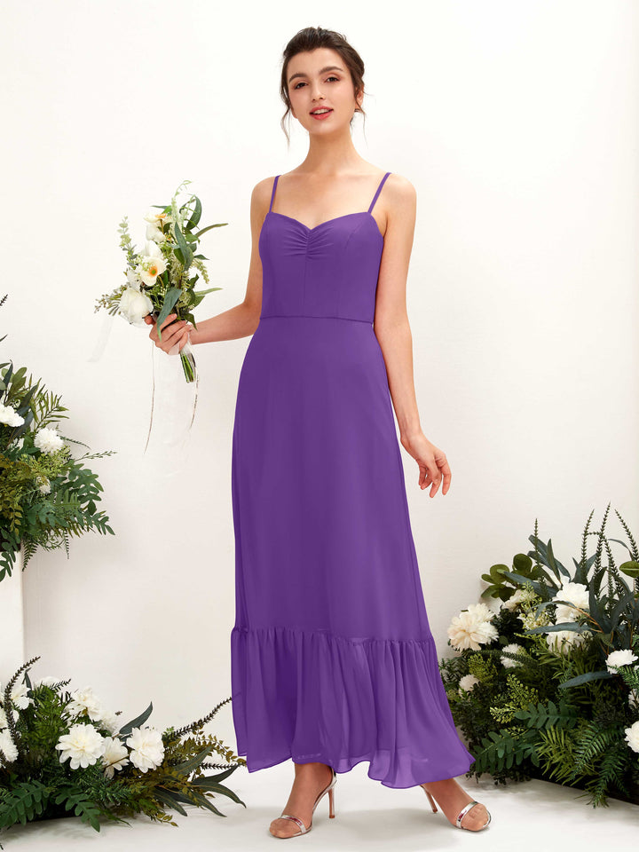 Regency Bridesmaid Dresses Bridesmaid Dress Chiffon Spaghetti-straps Full Length Sleeveless Wedding Party Dress (81223028)