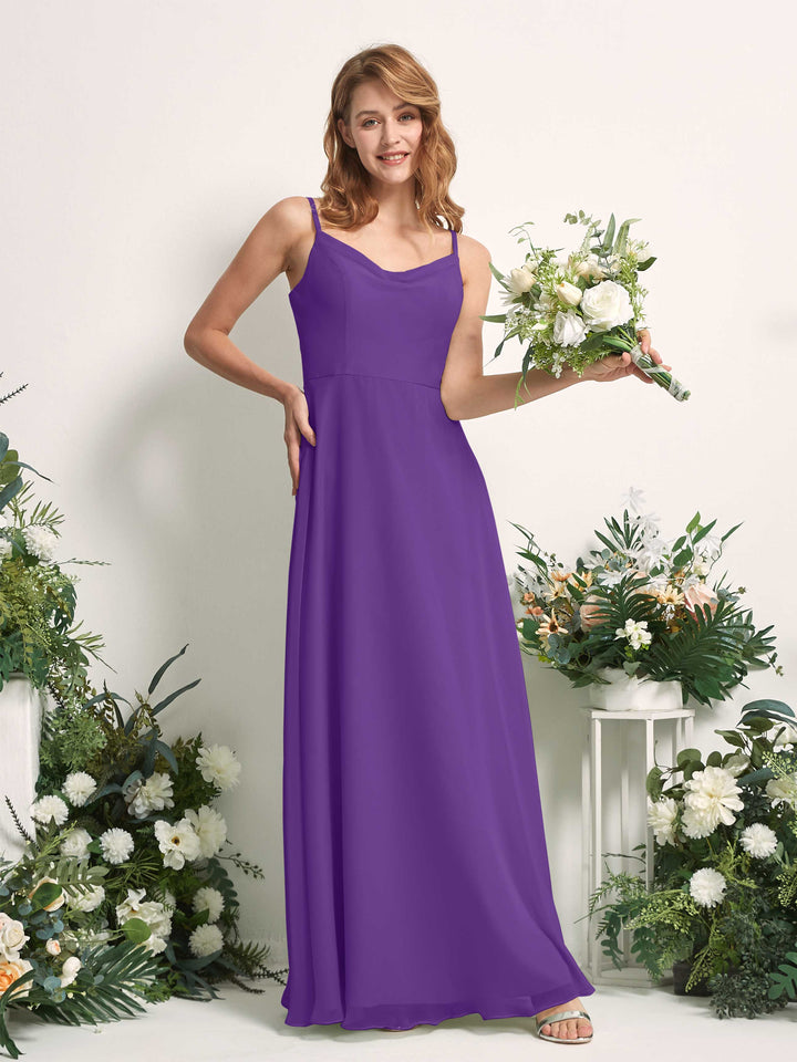 Bridesmaid Dress A-line Chiffon Spaghetti-straps Full Length Sleeveless Wedding Party Dress - Regency (81227228)