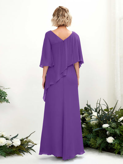 Carlyna Violaine A-Line Regency Bridesmaid Dress Maxi Three Quarter Sleeve V-Neck Dress Back View #color_regency