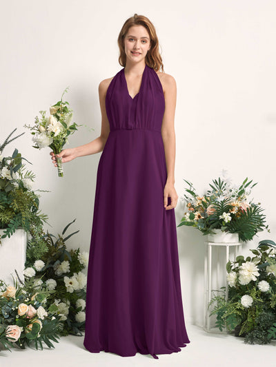 Carlyna Carolyn Convertible Grape Bridesmaid Dress Maxi Sleeveless Sweetheart Dress Front View #color_grape