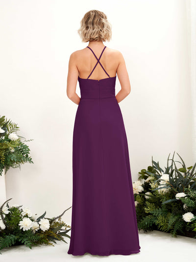 Carlyna Frances A-Line Grape Bridesmaid Dress Maxi Sleeveless Round Neck Dress Back View #color_grape