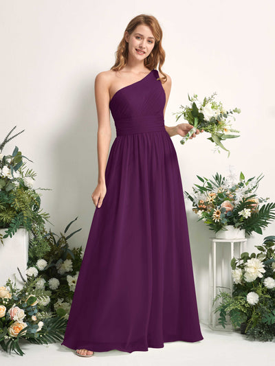 Carlyna Pandora A-Line Grape Bridesmaid Dress Maxi Sleeveless One Shoulder Dress Front View #color_grape