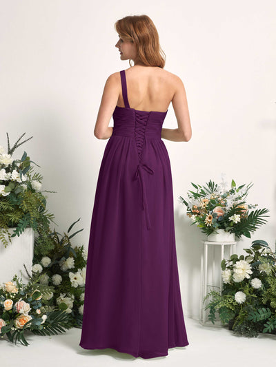 Carlyna Pandora A-Line Grape Bridesmaid Dress Maxi Sleeveless One Shoulder Dress Back View #color_grape