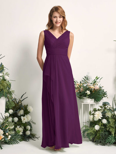 Carlyna Mollie A-Line Grape Bridesmaid Dress Maxi Sleeveless V-Neck Dress Side View 2 #color_grape