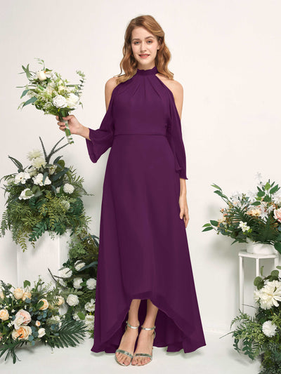 Carlyna Maxine A-Line Grape Bridesmaid Dress Maxi Sleeveless Round Neck Dress Front View #color_grape