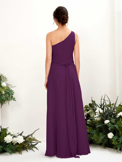 Carlyna Trita Sheath Grape Bridesmaid Dress Maxi Sleeveless One Shoulder Dress Back View #color_grape