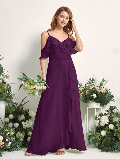 Carlyna Yvette A-Line Grape Bridesmaid Dress Maxi Sleeveless V-Neck Dress Side View 2 #color_grape