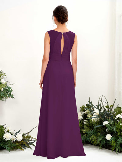 Carlyna Karen A-Line Grape Bridesmaid Dress Maxi Sleeveless V-Neck Dress Back View #color_grape