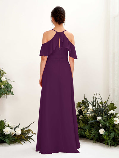 Carlyna Orlane A-Line Grape Bridesmaid Dress Maxi Sleeveless V-Neck Dress Back View #color_grape