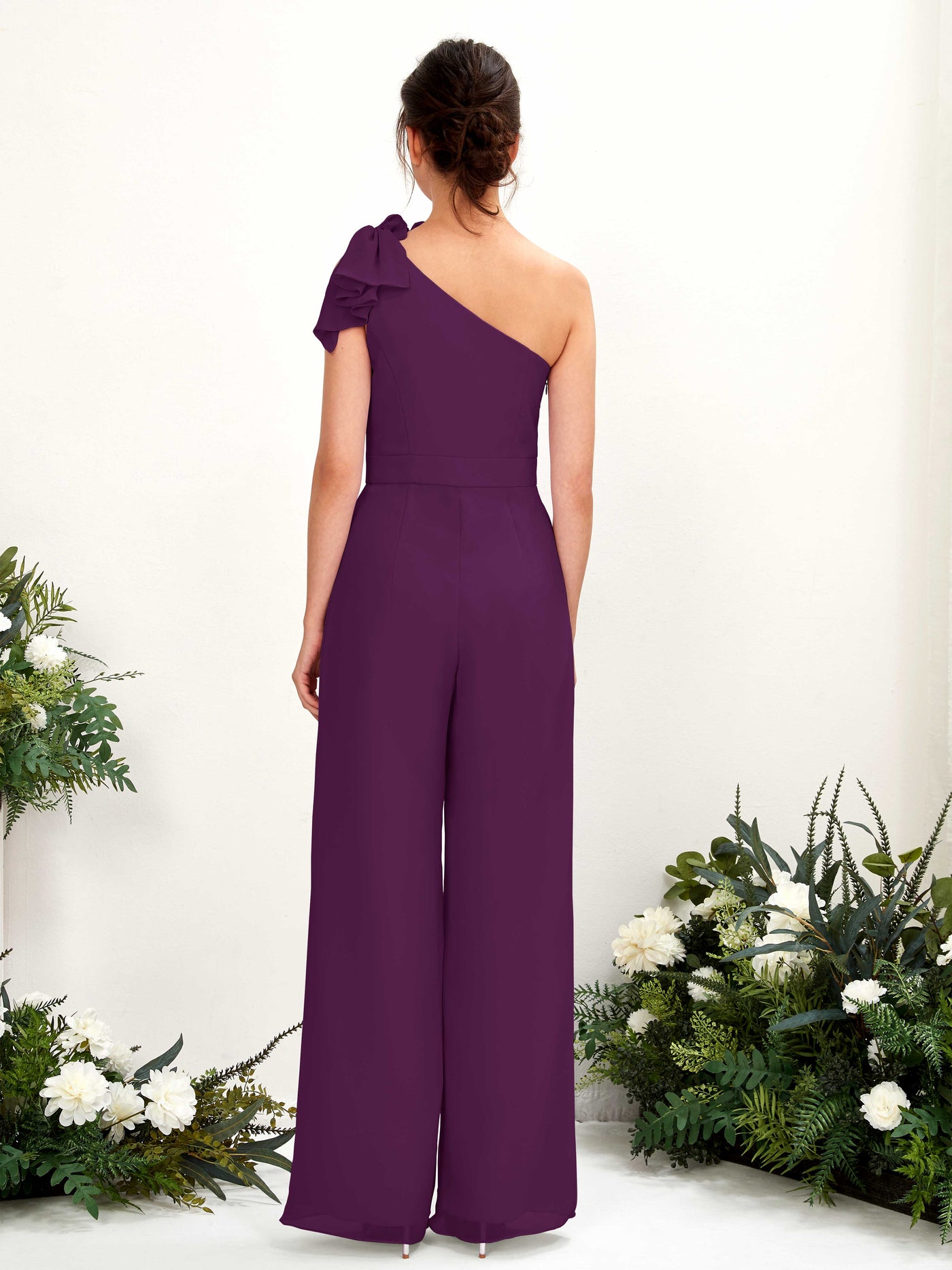 Grape Bridesmaid Dresses Bridesmaid Dress Chiffon One Shoulder Full Length Sleeveless Wedding Party Dress (81220831)#color_grape