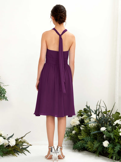 Carlyna Yvonne A-Line Grape Bridesmaid Dress Knee-Length Sleeveless Round Neck Dress Back View #color_grape