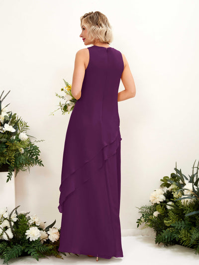 Carlyna Finna Sheath Grape Bridesmaid Dress Maxi Sleeveless Round Neck Dress Back View #color_grape