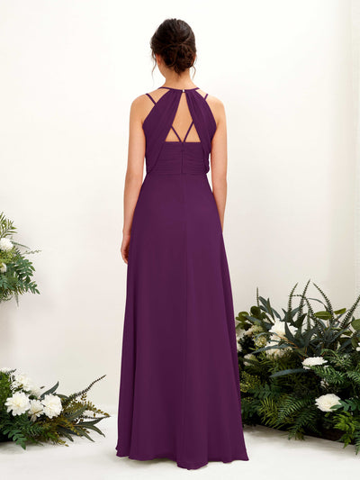Carlyna Joa A-Line Grape Bridesmaid Dress Maxi Sleeveless V-Neck Dress Back View #color_grape