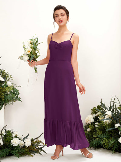 Carlyna Delia Sheath Grape Bridesmaid Dress Maxi Sleeveless Spaghetti Strap Dress Front View #color_grape