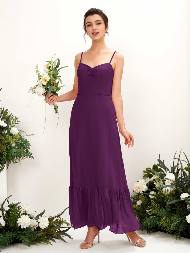 Grape Bridesmaid Dresses Bridesmaid Dress Chiffon Spaghetti-straps Full Length Sleeveless Wedding Party Dress (81223031)
