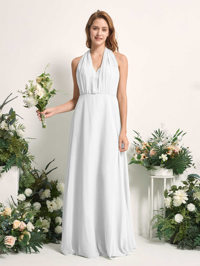 Carlyna Carolyn Convertible White Bridesmaid Dress Maxi Sleeveless Sweetheart Dress Front View #color_white