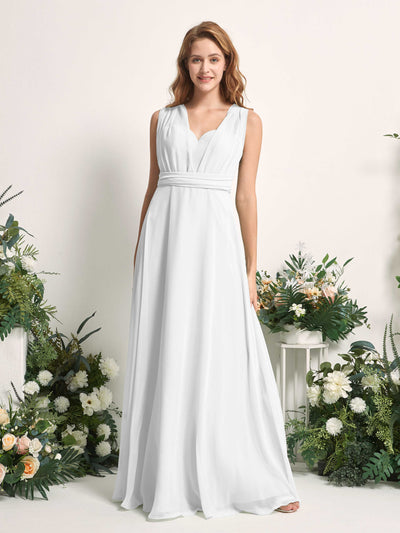 Carlyna Carolyn Convertible White Bridesmaid Dress Maxi Sleeveless Sweetheart Dress Side View 3 #color_white