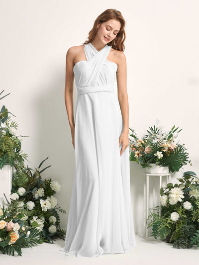 Carlyna Carolyn Convertible White Bridesmaid Dress Maxi Sleeveless Sweetheart Dress Side View 5 #color_white