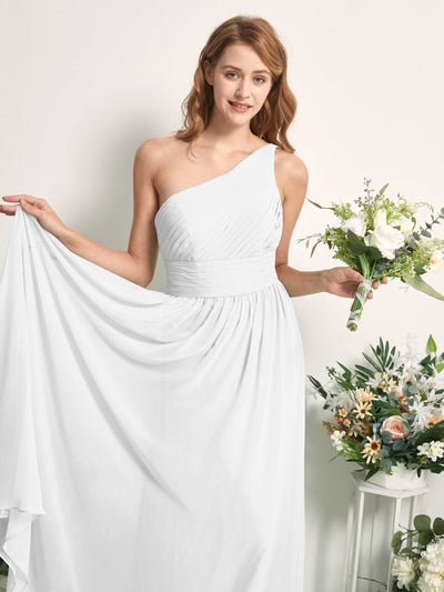 Carlyna Pandora A-Line White Bridesmaid Dress Maxi Sleeveless One Shoulder Dress Side View 2 #color_white