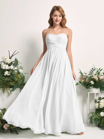Carlyna Elma A-Line White Bridesmaid Dress Maxi Sleeveless Sweetheart Dress Front View #color_white