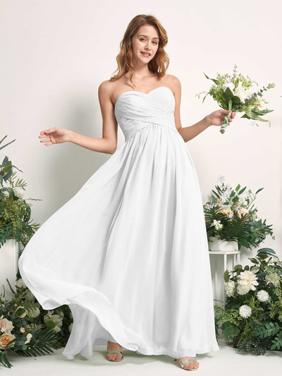 Carlyna Elma A-Line White Bridesmaid Dress Maxi Sleeveless Sweetheart Dress Side View 2 #color_white