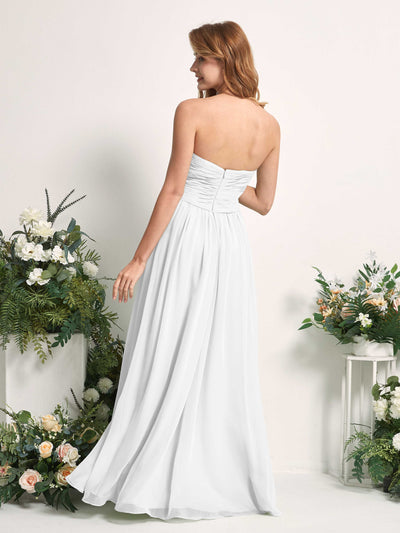 Carlyna Elma A-Line White Bridesmaid Dress Maxi Sleeveless Sweetheart Dress Back View #color_white