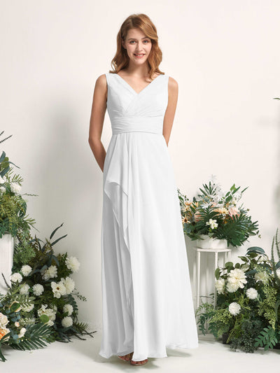 Carlyna Mollie A-Line White Bridesmaid Dress Maxi Sleeveless V-Neck Dress Side View 2 #color_white