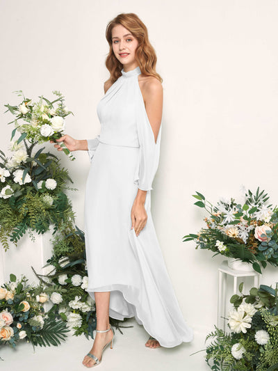 Carlyna Maxine A-Line White Bridesmaid Dress Maxi Sleeveless Round Neck Dress Side View 2 #color_white