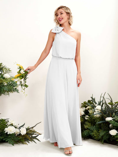 White Bridesmaid Dresses Bridesmaid Dress A-line Chiffon One Shoulder Full Length Sleeveless Wedding Party Dress (81225542)#color_white