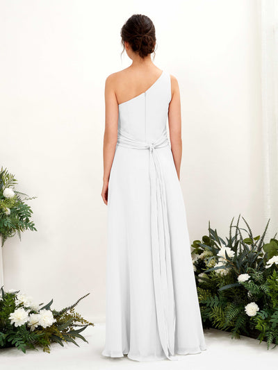 Carlyna Trita Sheath White Bridesmaid Dress Maxi Sleeveless One Shoulder Dress Back View #color_white