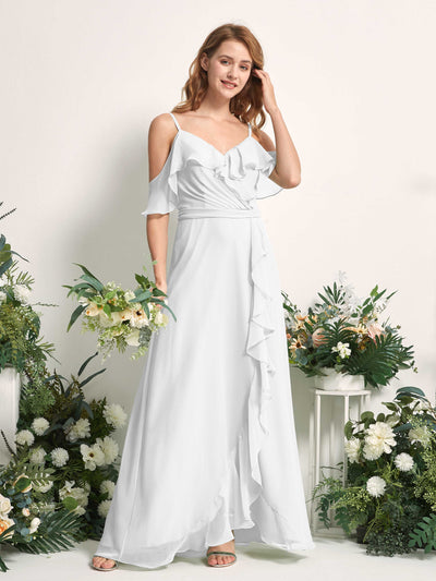 Carlyna Yvette A-Line White Bridesmaid Dress Maxi Sleeveless V-Neck Dress Side View 2 #color_white