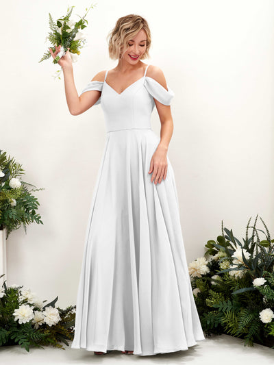 White Bridesmaid Dresses Bridesmaid Dress A-line Chiffon Off Shoulder Full Length Sleeveless Wedding Party Dress (81224942)#color_white