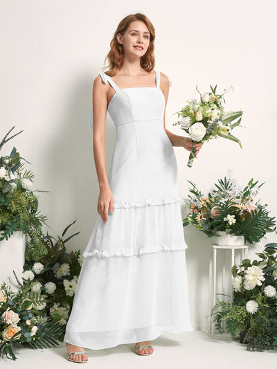 Carlyna Kaiya A-Line White Bridesmaid Dress Maxi Sleeveless Straight Dress Front View #color_white
