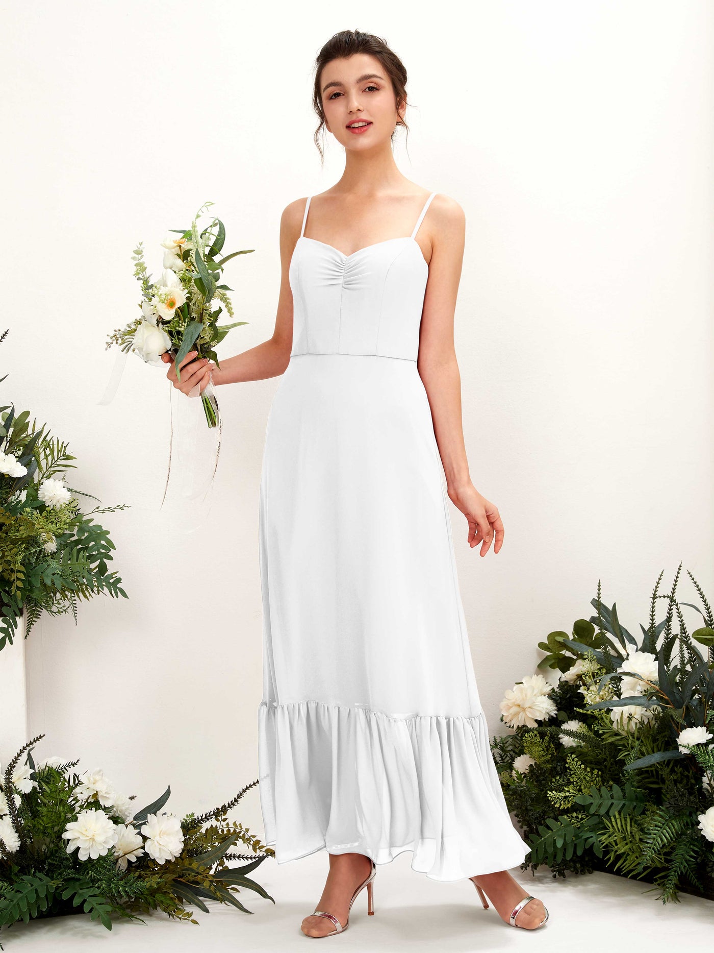 White Bridesmaid Dresses Bridesmaid Dress Chiffon Spaghetti-straps Full Length Sleeveless Wedding Party Dress (81223042)#color_white
